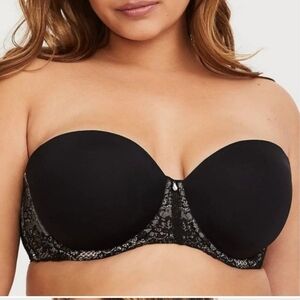 BLACK MICROFIBER LIGHTLY LINED MULTIWAY STRAPLESS BRA